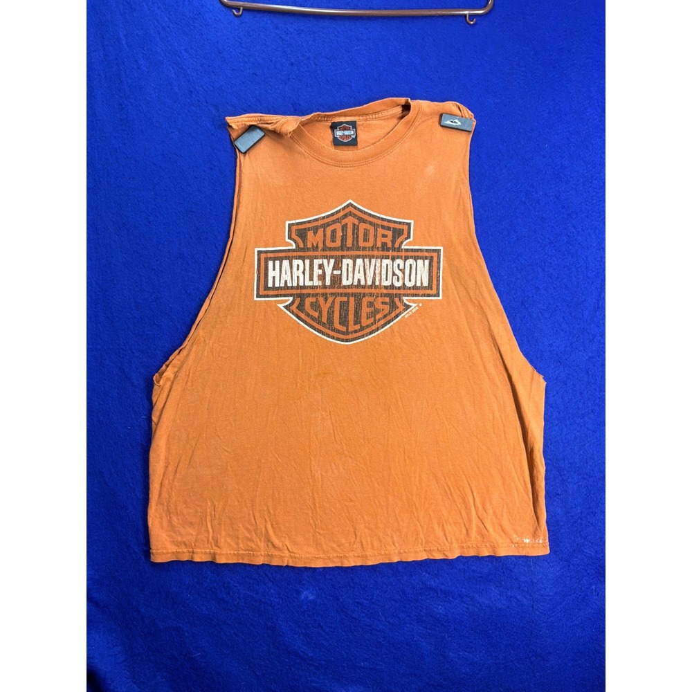 Biker Mens Harley-Davidson Muscle Tee 2X Orange 2006 Las Vegas Graphic